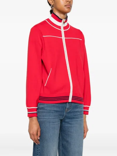 Maje Zip-up Cardigan In Red