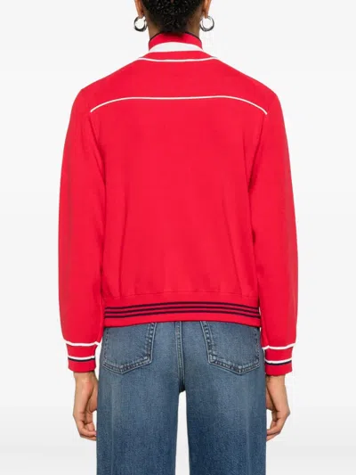 Maje Zip-up Cardigan In Red