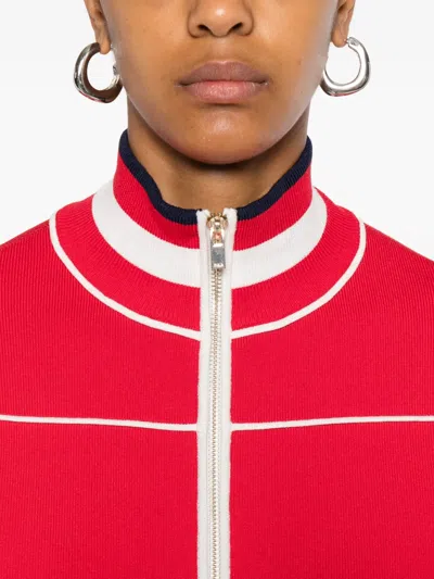 Maje Zip-up Cardigan In Red