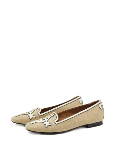Pre-owned Hermes Canvas Flats In Neutral