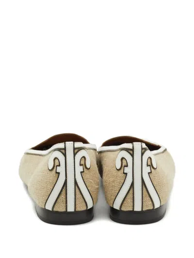 Pre-owned Hermes Canvas Flats In Neutral