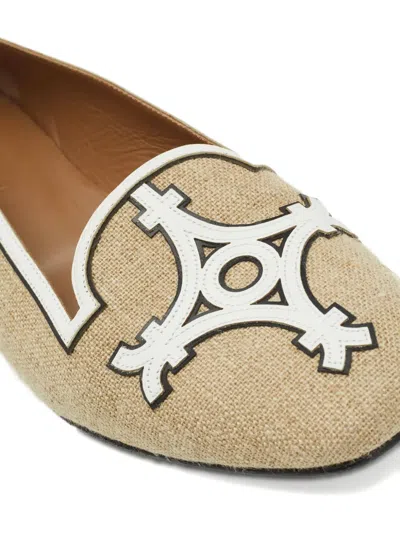 Pre-owned Hermes Canvas Flats In Neutral