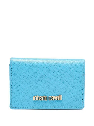 Pre-owned Roberto Cavalli Vintage Leather Cardholder In Blue