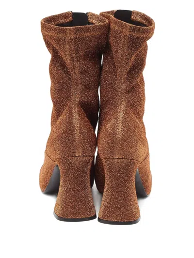 Pre-owned Stella Mccartney Glitter Zip Boots In Brown