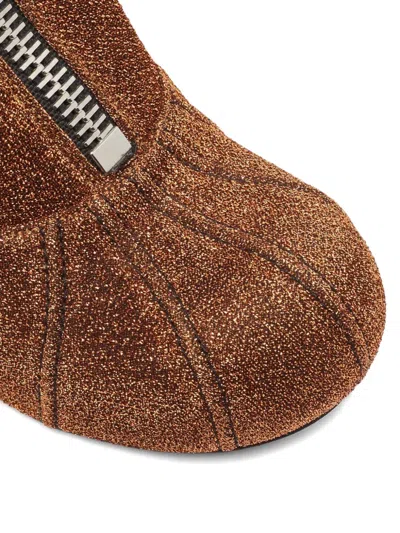 Pre-owned Stella Mccartney Glitter Zip Boots In Brown