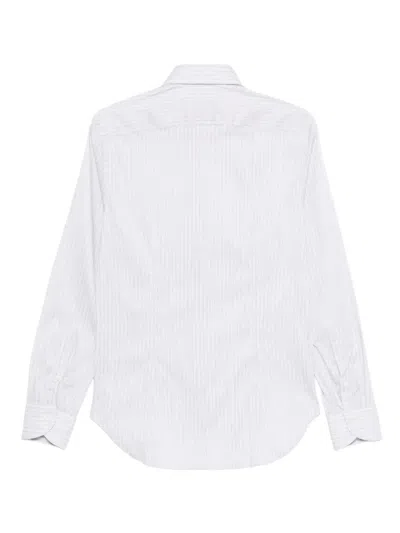 Canali Pinstripe Long-sleeve Shirt In White