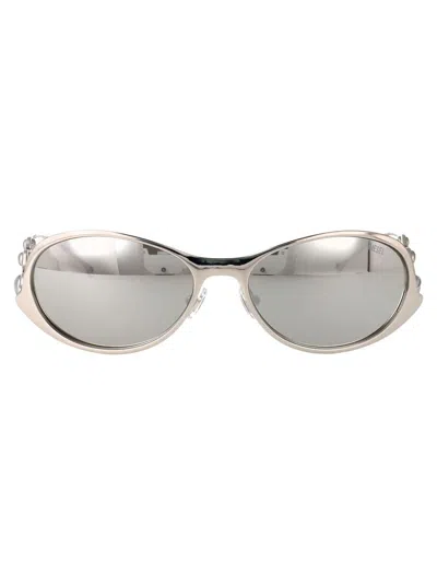 Diesel Argento Lucido Metal Sunglasses In Metallic