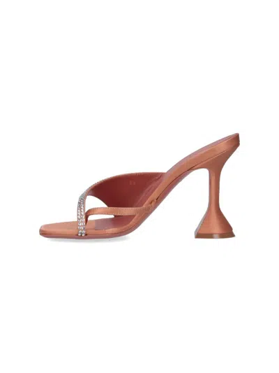 Amina Muaddi Woman Thong Sandal Apricot Size 7.5 Textile Fibers In Brown