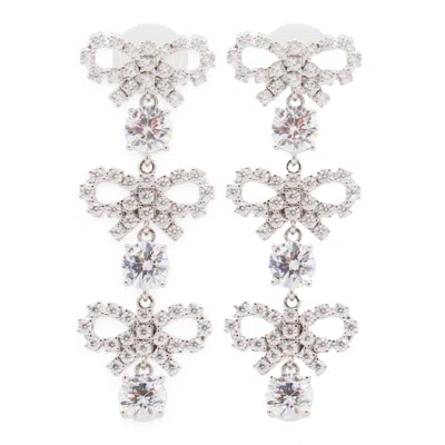 Self-portrait Micro Bow Crystal Tiered Earrings