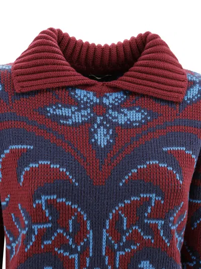 Etro Chunky Knitwer With Shawl Collar Knitwear Multicolor In Purple