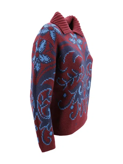 Etro Chunky Knitwer With Shawl Collar Knitwear Multicolor In Purple