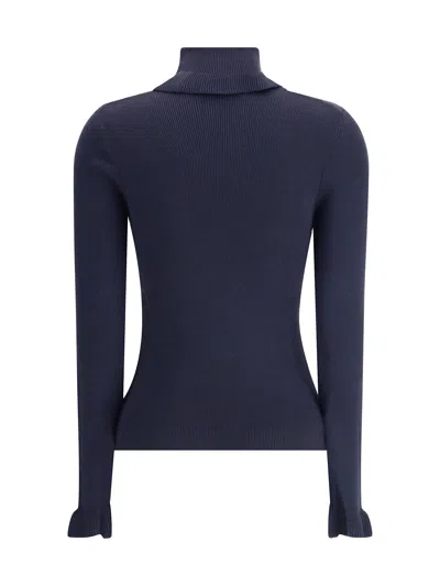 Chloé Chloè Wool And Cotton Turtleneck Pullover In Blue