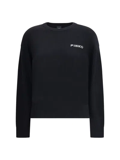 Pinko Wool And Cashmere Logo Sweater In Black