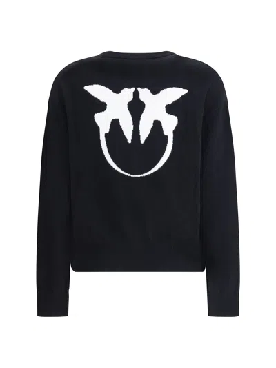 Pinko Wool And Cashmere Logo Sweater In Black