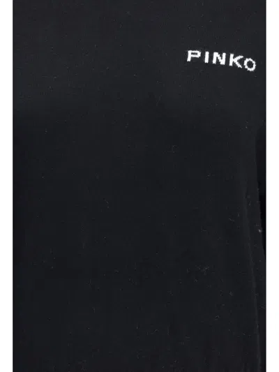 Pinko Wool And Cashmere Logo Sweater In Black