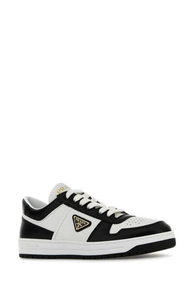 Prada Urban Leather Sneakers Featuring Contrast Panels In Black