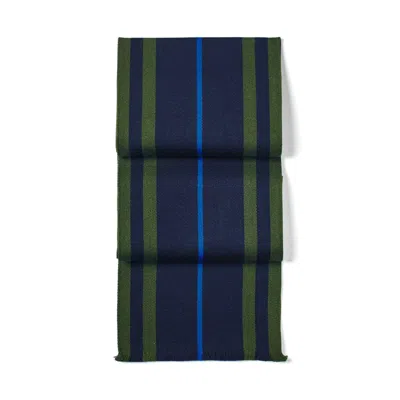 Aspinal Of London Men's Striped Merino Wool Scarf In Blue