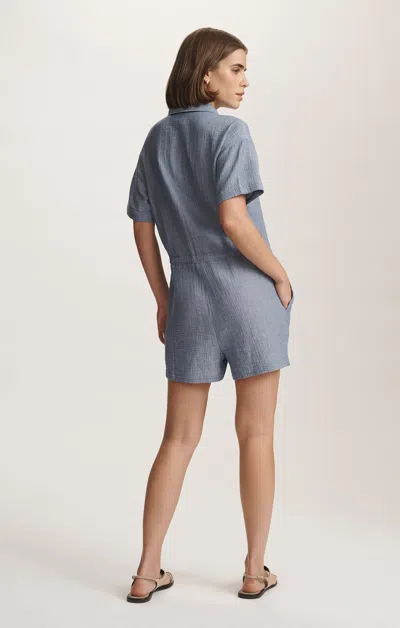 Mavi Cinched Waist Romper In Light Chambry