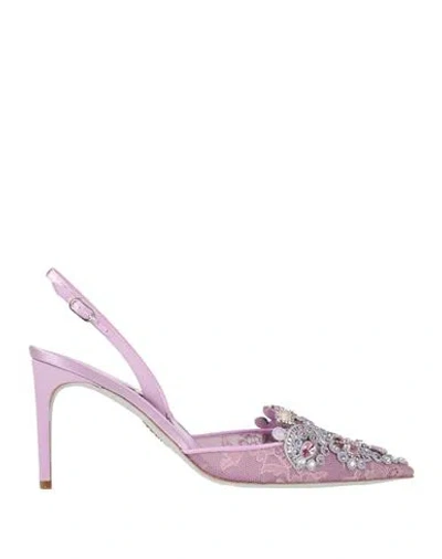René Caovilla Rene' Caovilla Woman Pumps Lilac Size 8 Textile Fibers In Purple