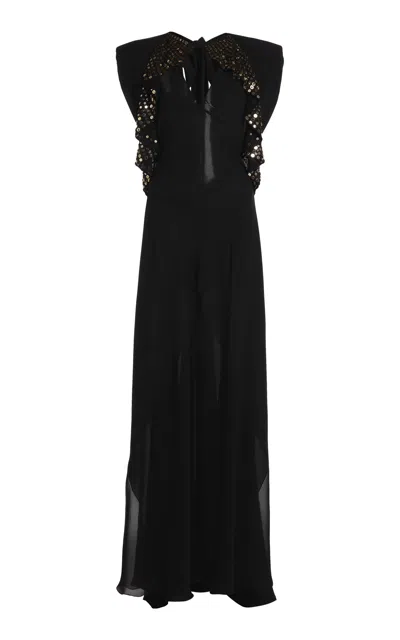 Lanvin Embroidered Cotton Ruffled Maxi Dress
