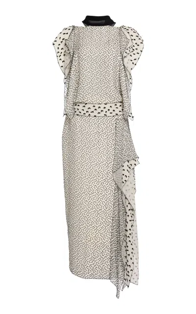 Lanvin Printed Cotton Ruffled Midi Dress