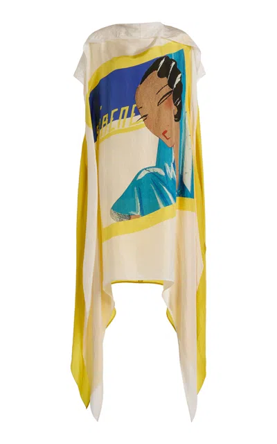 Lanvin Printed Silk Caftan Mini Dress