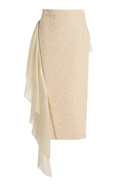 Lanvin Ruffled Tweed Midi Skirt