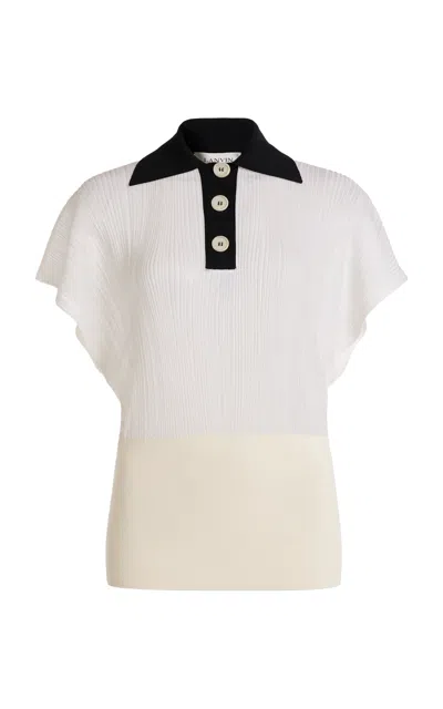 Lanvin Pleated Silk-cotton Polo Top