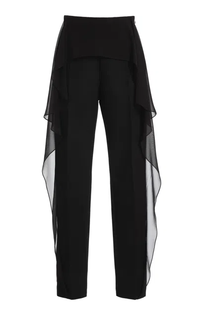 Lanvin Ruffled Straight-leg Wool Pants