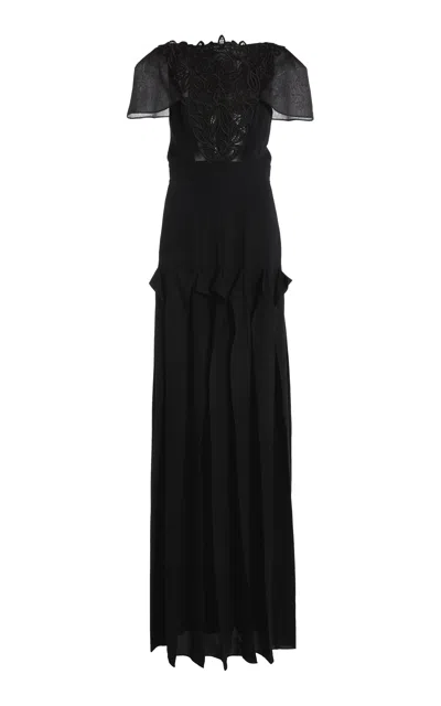 Lanvin Lace-detailed Silk Gown
