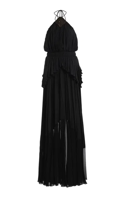 Lanvin Embroidered Pleated Gown