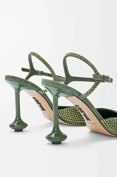 Loewe Slingback High Heel Sandals In Green