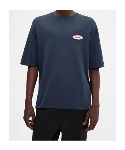 Jacquemus Le-t-shirt Stazione Logo Patch T-shirt In Blue