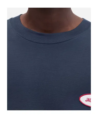 Jacquemus Le-t-shirt Stazione Logo Patch T-shirt In Blue