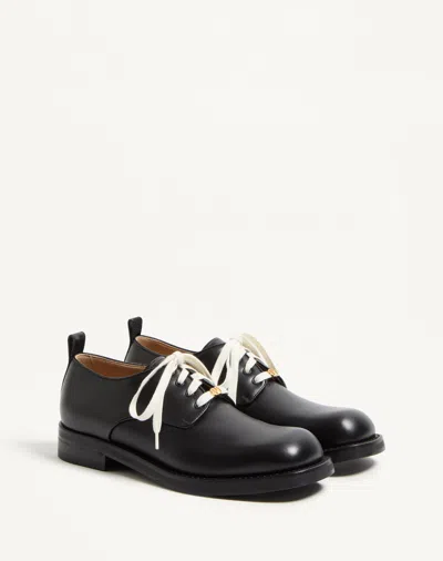 Valentino Derby Punx In Calfskin In Black