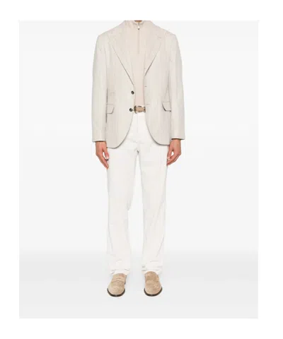 Brunello Cucinelli Pinstripe Blazer In Neutral