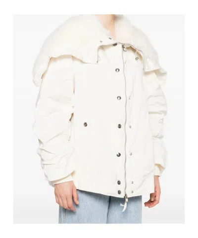 Ermanno Scervino Voluminous Parka With Oversized Collar In White
