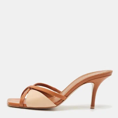 Pre-owned Malone Souliers Brown Leather Penn Slide Sandals Size 38