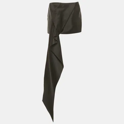 Pre-owned Prada Black Satin Long Drape Detail Mini Skirt S