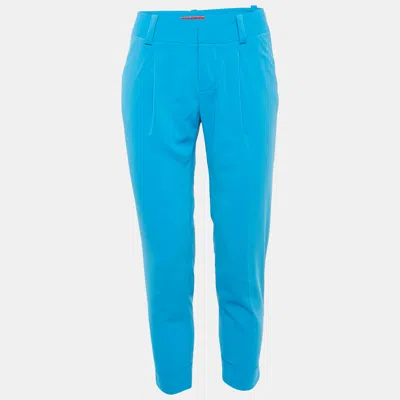 Pre-owned Alice And Olivia Blue Silk Slim Fit Trousers M