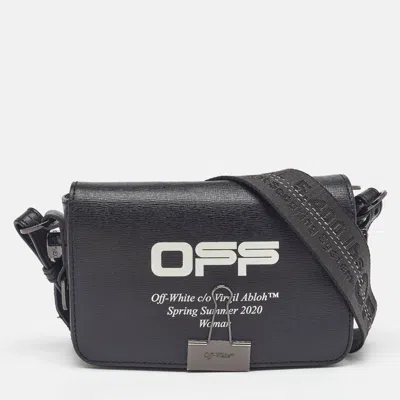 Pre-owned Off-white Black Leather Binder Clip Flap Shoulder Bag