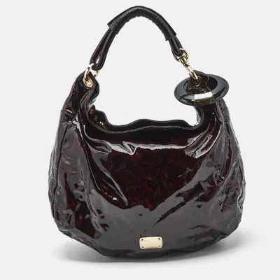 Pre-owned Jimmy Choo Red/black Leopard Print Patent Leather Large Sky Bangle Hobo
