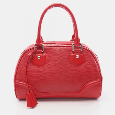 Pre-owned Louis Vuitton Bowling Montaigne Pm Handbag Epi Leather Red Rouge