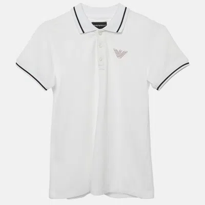 Pre-owned Emporio Armani Kids White Cotton Pique Polo T-shirt 10 Yrs