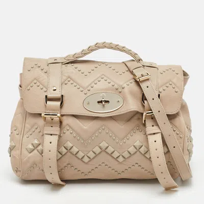 Pre-owned Mulberry Beige Leather Studded Alexa Top Handle Bag