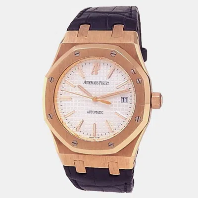 Pre-owned Audemars Piguet Royal Oak 15300or.oo.d088cr.02 Automatic Silver 18k Rose Gold Men's Wristwatch 39 Mm