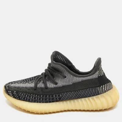 Pre-owned Yeezy X Adidas Black/grey Knit Fabric Boost 350 V2 Carbon Sneakers Size 40