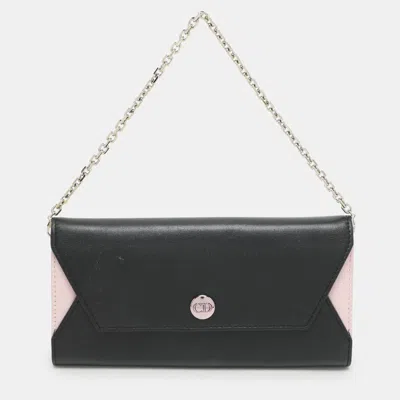 Pre-owned Dior Black/pink Leather Addict Rendez-vous Clutch Bag