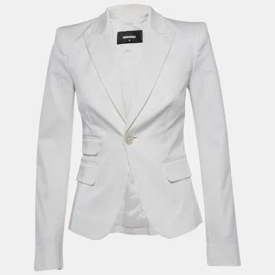 Pre-owned Dsquared2 White Gabardine Tailored Blazer S