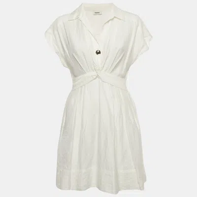 Pre-owned Sandro White Cotton Blend Mini Dress S